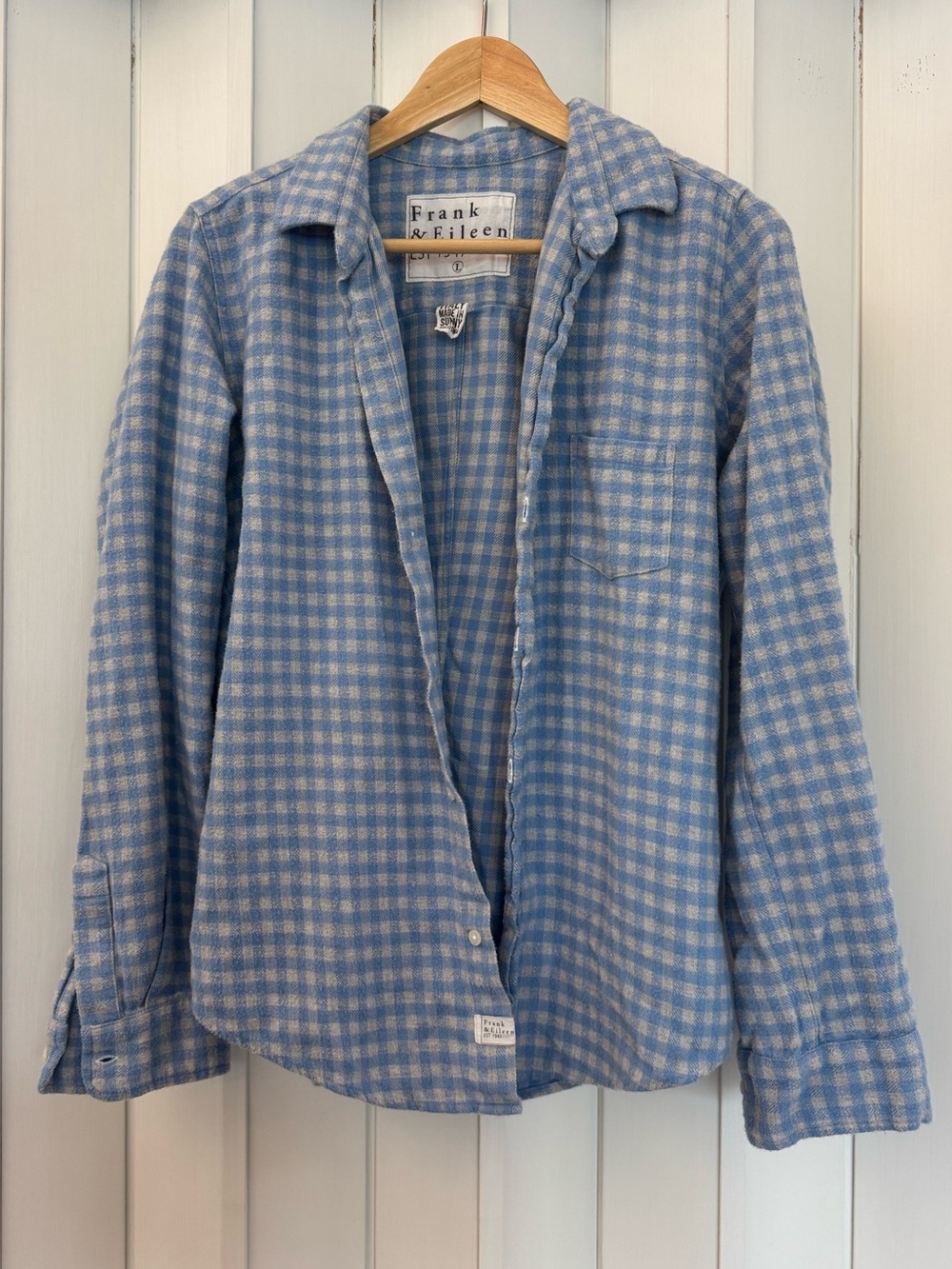 Frank & Eileen Blue and Gray Gingham Button-Front Flannel Shirt